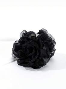 1pc 10cm Solid Color Large Mesh Rose Flower Hair Clip, Sweet & Elegant For Campus, Party, Wedding, Vacation Outfits Fall Winter Claw Clip Hair Accessories For Women Summer Beach Holiday Essential Vacay Hair Clips,Festival,Birthday - Black - View 3