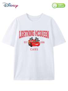 Disney Men's 100% Cotton Lightning McQueen "Rust-Eze" Retro Casual T - Shirt - 白色 - 查看 4