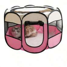 1 chiếc lều chơi gấp gọn chống trầy xước cho thú cưng (mèo và chó) - Hồng - Xem 9
