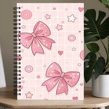 Spiral Notebook With Bow-Adorned Cover - Compact Short Binding Horizontal Ruled Pages - Elegant Journal Diary For, Teachers, Students - Ideal Gift For School, Office Use, Note-Taking - F - View 1