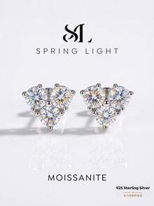 1 Đôi bông tai bạc 925 hình trái tim đính 3 viên đá Moissanite 0.3 carat, thanh lịch và tinh tế, món quà hoàn hảo cho lễ đính hôn, đám cưới, sinh nhật bạn thân hoặc kỷ niệm. - Bông tai tình yêu Moissanite - Xem 1