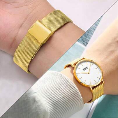 1 pieza Correa de reloj de malla milanesa de acero inoxidable, opciones de multicolor, diseño de liberación rápida, correa de repuesto para smartwatch unisex, estilo de negocios minimalista