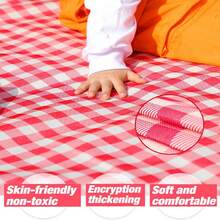 1Pc Waterproof Sandproof Beach Picnic Blanket, Extra Large Foldable Camping Mat, Moisture-Proof Tent Ground Mat For Outdoor Camping Beach Sunbathing, Camping Outdoor Essentials - Red - View 2