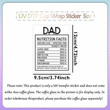 1pc "Dad Nutrition Facts" Cup Wrap Decal - Self-Adhesive UV DTF Transfer Sticker For Mugs, Glass Bottles, Laptop & More, 3D Crystal Stickers, Father's Day Gift - A - View 2