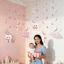 My First Tooth Party Children's Party Backdrop Wall Decor Set, Tooth Photo Props, Commemorative Banner & Flag - Multicolor - View 8