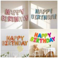 16-Inch Theme Happy Birthday Banner, Purple/Pink/Blue Fabric Printed Balloons, Yellow Daisy Print And Fluorescent Color, Reusable Party Balloons, Ideal For Birthday Party Decoration, Decorative Balloons, Party Balloons For Boys, Girls And Adults - View 9