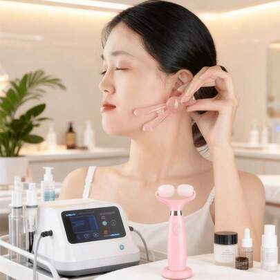1 dụng cụ massage đa năng hình thỏ dễ thương, có thể dùng để massage cằm, sống mũi, massage trán cầm tay, kích thích tuần hoàn máu ở cánh tay, giảm mệt mỏi, dụng cụ massage mặt chất lượng cao, thích hợp sử dụng hàng ngày và chăm sóc da, món quà lý tưởng cho sinh nhật, ngày Valentine, hoặc tự chăm sóc bản thân.