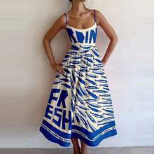 2026 Spring New Women's Clothing, Cross-Border European And American Dress, Sexy Waist-Cinching Pleated Solid Color Large Hem Strap Dress - 藍色小魚 - 查看 1