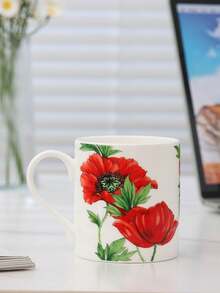1 pieza Taza pequeña de porcelana de hueso fina de 300ml, diseño de flores, lirio del valle con borde dorado, diseño azul, diseño de amapola, diseño de petunias, diseño de lavanda para elegir, uso diario normal. - Multicolor - Ver 5