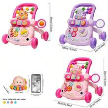 Multifunctional Baby Walker With Music, Anti-Tipping, Sit-To-Stand Design, With Piano, Gears And Shape Learning, ABS Material Early Education Walker Toy, Suitable For 0-18 Months, Birthday & Christmas Gift - Multicolor - View 9