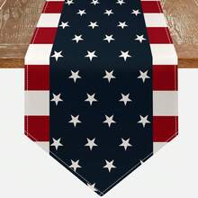 1pc American Flag Pattern Table Runner, Patriotic Stars And Stripes Table Runner Suitable For July 4th Independence Day, Home Kitchen Dining Table Decor, Indoor Outdoor Party Decoration - Dark Blue - View 9