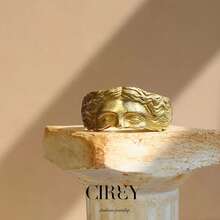 CIREY 1枚维纳斯半脸可调节戒指，简约时尚，个性设计，适合男士日常佩戴，节日礼物 - 維納斯半人臉戒指 - 查看 3