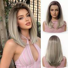 Topshe 13x4 High Definition Silk Front Wig, 13 Inch Straight Brown To Golden Ombre Bob Wig, Made Of High Temperature Fiber, Comfortable Fit For Daily Wear And Special Occasions, Halloween - Multicolor - View 13