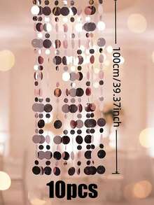 10pcs Champagne Shiny PVC Sequin Hanging Decorations, With Glittering Glare-Free String, Suitable For Weddings, Birthday Parties, Indoor/Outdoor Decor, Photo Backdrops, Wedding Receptions, Etc. - One Size Fits All - View 12