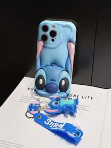 Disney Has Authorized, Phone Case - Chain Set, The Stitch Lilo & Stitch 3D Phone Case Plus A Silicone 3D Stitch Bracelet With Metallic Ring Removable Bracelet, Stitch And Angel Pattern, Compatible With Iphone 17/16/15/14/13/12/11/XS/XR/X Plus Pro Max, A Stylish Cartoon Phone Case, The Perfect Gift Choice, Phone Protection, Durable Phone Cover, Great Gift For Friends And Family - 白色款式A - 查看 4