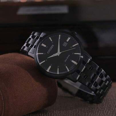 CITIZEN -Drive BM7465-84E 男士黑色不锈钢腕表，休闲商务腕表，带日期显示