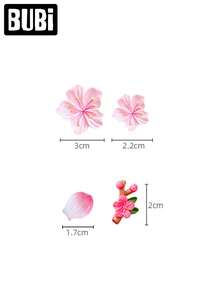 Pink 3D Car Sticker Decor, Gift For Women/Girls On Valentine's Day Or Birthday, Suitable For Air Vent, Dashboard, Screen, Auto Accessories - Flowers - View 8