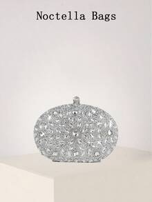 REMANLAND Luxury Women's Sparkling Crystal-Embellished Mini Box Clutch Bag, Glamorous Rhinestone Evening Handbag Suitable For Formal Events, Party, Wedding - With Detachable Chain, Tready Party Bags,Perfect For Party, Wedding, Prom, Dinner/Banquet, Essential Wedding Items,Perfectly Matching With Graduation Dress, Prom Dresses, Glamorous Rhinestone Bag, Perfectly Matching With Prom Dresses For Women, Prom Accessories,Sequin Dress Women,Sparkly Dress,Elegant Dresses For Women, Elegant Prom Bag, Perfectly Matching With Bridal Party, Best Choice Elegant Bag For Bridal Shower, Clutch Bag For Wedding - Bạc - Xem 1