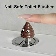 2pcs Creative Cute Funny Poop Toilet Button Decor Sticker - Bathroom Toilet Decoration - Long Nail Care - Bathroom Toilet Accessory - Multicolor - View 1