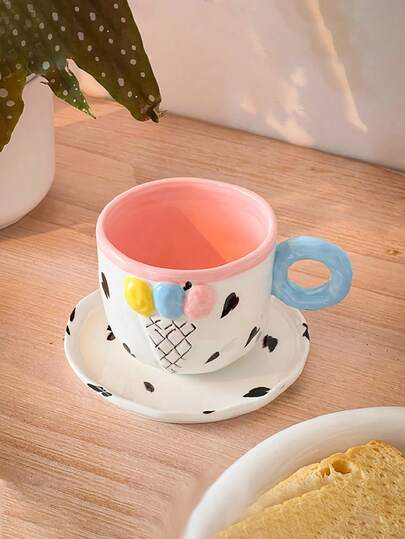 Bộ 2 tách và đĩa sứ (1 tách & 1 đĩa lót), thích hợp cho nhà bếp, nhà hàng, phòng khách, làm quà tặng, dùng để uống trà, cà phê, sữa, nước ép, trong đám cưới, tiệc tùng, sinh nhật.