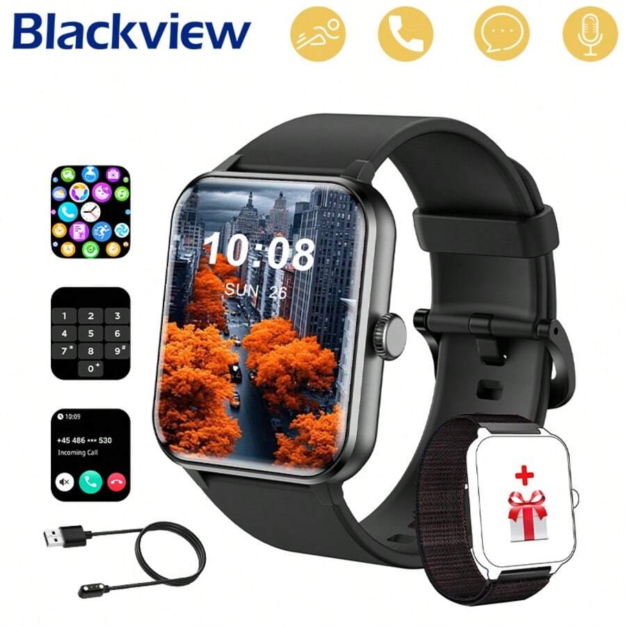 Jam Tangan Pintar Unisex Tahan Air IP68, Kompatibel dengan Smartphone/Sistem Android, Pemantauan Kesehatan dengan Pelacakan Detak Jantung, Tidur, Langkah, Kalori, Tekanan Darah, Daya Tahan Baterai 10 Hari, Ideal untuk Mendaki, Olahraga Luar Ruangan, Hadiah