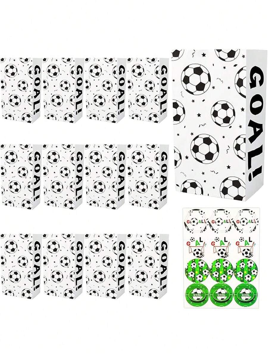 10/20个装足球主题塑料礼品袋，适用于生日派对 - 綠色足球主題禮物袋 - 查看 1
