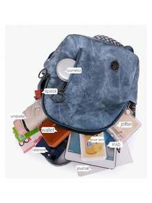 Women's Vintage Soft Leather Backpack, Multi-Pocket Casual Daypack With Adjustable Strap, Fashion Anti-Theft Shoulder Bag For Daily Commute Travel Shopping, Versatile Convertible Crossbody Backpack For Ladies - Multicolor - View 3