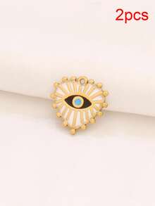 2pcs Stainless Stainless Steel Enamel Heart Charms Findings Evil Eye Pendant For DIY Jewelry Making Supplies Accessories - Pendants - View 13