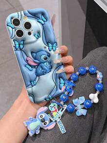 Disney Has Authorized, Phone Case - Chain Set, The Stitch Lilo & Stitch 3D Phone Case Plus A Silicone 3D Stitch Bracelet With Metallic Ring Removable Bracelet, Stitch And Angel Pattern, Compatible With Iphone 17/16/15/14/13/12/11/XS/XR/X Plus Pro Max, A Stylish Cartoon Phone Case, The Perfect Gift Choice, Phone Protection, Durable Phone Cover, Great Gift For Friends And Family - Kiểu trắng B - Xem 3