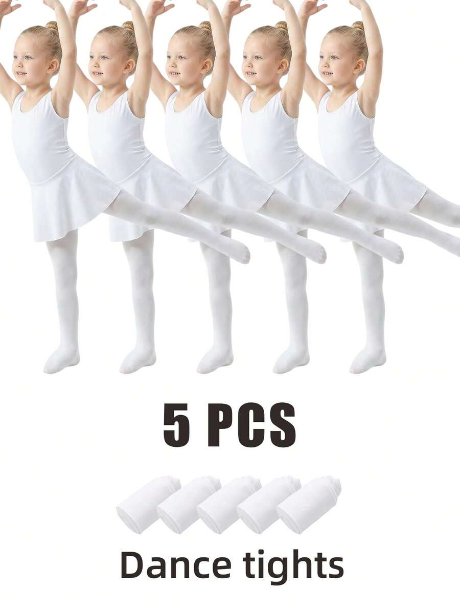 5 chiếc quần legging khiêu vũ cho trẻ em gái, chất liệu nhẹ, co giãn và không gây khó chịu, phù hợp cho trẻ năng động. - Nhiều màu - Xem 1