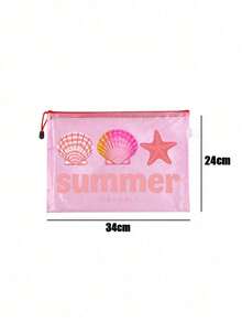 Waterproof PVC Beach Bag With "Summer" Beach Pattern, A4 Transparent Document Bag, Large Capacity Cosmetic Bag, Mesh Zipper Pouch, Portable Swimming Bag, Suitable For Swimming, Diving, Summer Vacation, Back To School, Outings, Daily Life, Travel Essentials, Perfect Gift For Family, Friends, Loved Ones, Teachers, Suitable For Birthdays, Holidays, Parties, Mother's Day, Back To School And Other Occasions - Multicolor - View 11