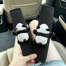 KUYILIAN 2 miếng đệm vai dây an toàn hình gấu trúc dễ thương bằng vải nhung, mềm mại và thoải mái, phù hợp với mọi loại xe ô tô. - Nhiều màu - Xem 3