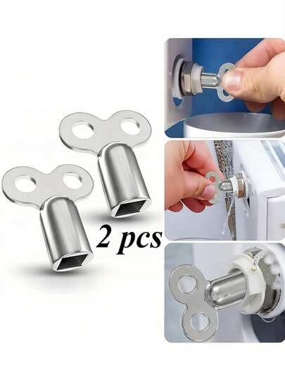 2pcs Zinc Alloy Radiator Valve Wrench, Suitable For Radiator Maintenance And Venting, Applicable To Heating And Ventilation Valves, Can Be Used As A Small Wrench For Manual Air Vent Valves