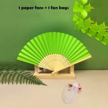 1/3/15/30pcs Summer Essential Minimalist Paper Folding Fans, White And Colorful Styles, Portable Handheld Fans, Suitable For Wedding, Party, Baptism Ceremony Bride Gifts, DIY Decoration And Photography Props - Multicolor - View 12