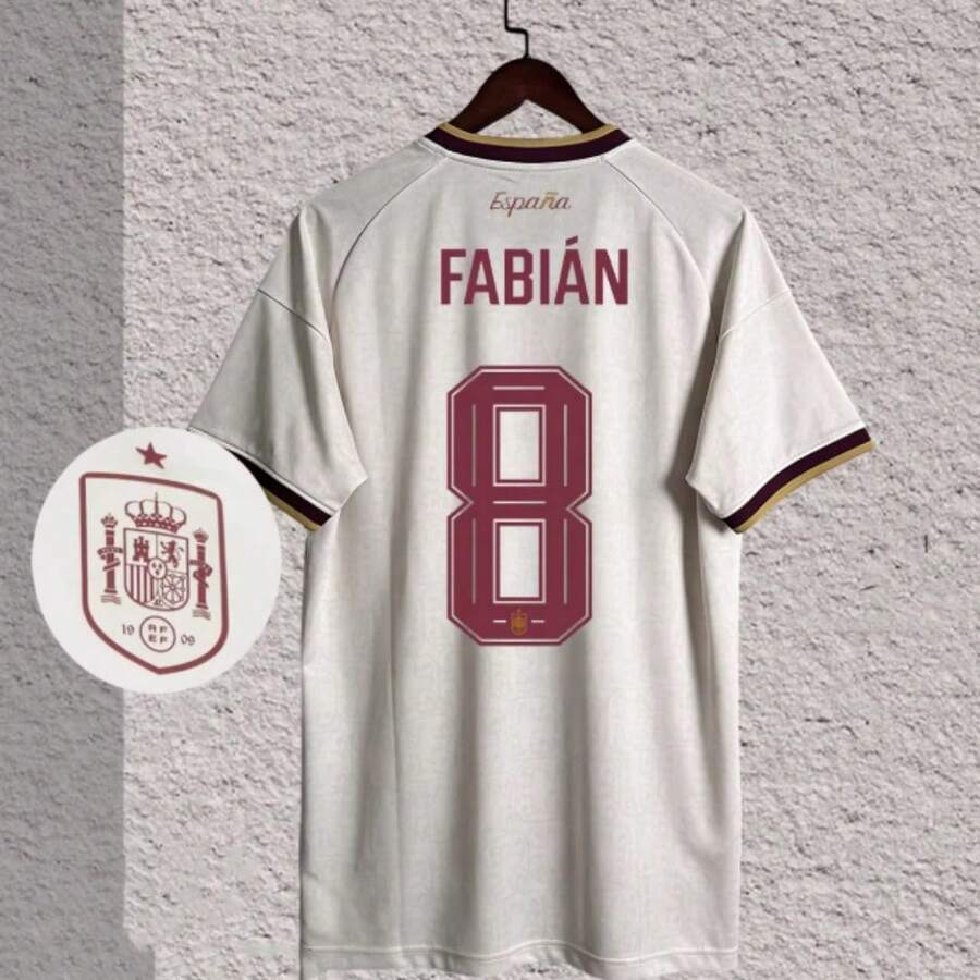 [48-Hour Shipping] Spanish National Team 2026-2027 Season Away White Short-Sleeve Football Jersey, Player Version, Numbers 2 / 8 / 10 / 16 / 17 / 19 / 20 - No. 8 - View 1