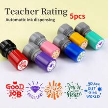 5pcs Teacher Grading Stamps, "GOOD JOB", "SUPERDUPER", Multiple Color Options, Clear Imprint, Educational Supplies Stamps, Stationery For Parents To Check Homework - Sets - View 6