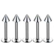 2/5/10件装不锈钢外螺纹唇钉，朋克锥形恶魔尖刺唇环，女士个性化穿孔耳环和骨钉 - 彩色 - 查看 8