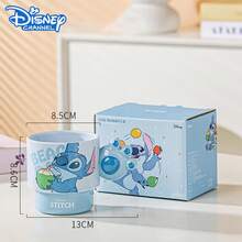 Disney 迪士尼授权史迪奇猫爪手柄可叠放陶瓷马克杯，可爱卡通印花咖啡杯，家用办公可叠放水杯，史迪奇粉丝生日礼物 - 彩色 - 查看 16