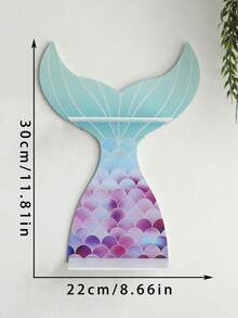1pc Gradient Mermaid Tail Wall-Mounted Floating Shelf, Colorful Ocean Style Decorative Storage Rack, Fantasy Coast Aesthetic Display Shelf, Unique Mermaid Tail Layered Design, Fish Scale Pattern Art Rack, Multi-Layer Floating Display Shelf, Suitable For Placing Small Items, Applicable To Bedroom, Living Room, Bathroom, Nursery, Apartment, Beach House, Spa, Wedding, Party, Home Wall Decor - Color - View 7