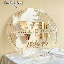 Personalized And Unique Custom Gold Commercial Signage, Transparent Acrylic Background, Inlaid With Gold Decorative Studs, With Mirrored And Shimmering Effects, Suitable For Home Decor. - Gold - View 4