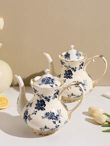 1pc Ceramic Teapot, Kitchen/Dining Room/Living Room Cold Water Kettle, Insulated Pitcher For Tea, Coffee, Milk, Fruit Juice, Suitable For Wedding, Party, Gift, Birthday - Multicolor - View 6
