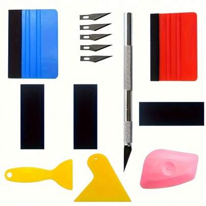 Bộ dụng cụ đóng gói 1 món, bao gồm: dao cạo vinyl, dao cắt, gạt nước, dụng cụ dán vinyl, dụng cụ đóng gói nhựa, dụng cụ dán phim cách nhiệt, phụ kiện ô tô.