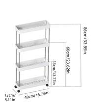Multifunctional Rolling Cart, Hollow Drainage Ultra-Thin Storage Cart, Slim Storage Cart, Narrow Storage Rack (12cm Wide), Bathroom Storage Rack, Kitchen, Bathroom, Laundry Room Mobile Storage Rack, Space-Saving Floor-Standing Storage Rack, Multi-Layer Stainless Steel + Plastic Material (Can Be Used For Washing Vegetables), Suitable For Narrow Spaces - Multicolor - View 2