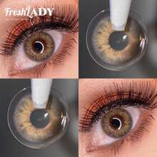 (0.00-8.00 Grados) 1 Par, Lentes cosméticos de ojos marrones, Lentes de contacto de diámetro natural, Maquillaje de belleza para ojos para el trabajo, la escuela, el uso diario, fiestas, 14.00 mm, Uso anual - Marrón - Ver 26