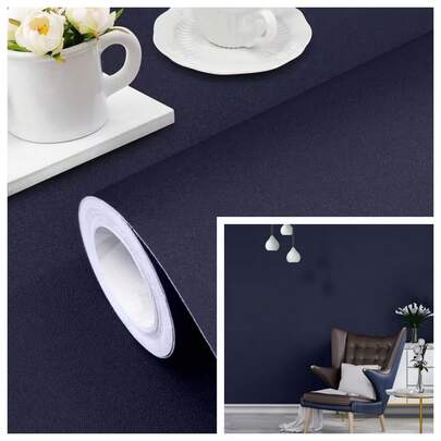 1 Cuộn Giấy Dán Tường Tự Dính Chống Thấm Nước Màu Xanh Hải Quân Mờ, Phong Cách Sang Trọng Cổ Điển, Giấy Dán Tường Trang Trí Phòng Ngủ và Phòng Khách, Giấy Dán Tường PVC Dễ Lắp Đặt và Tháo Gỡ, Bền Và Dễ Phối Màu, Giấy Dán Tường Màu Trơn 15.7inx39.3/118.1/196.8in, Quà Tặng Trang Trí Giấy Dán Tường Màu Trơn