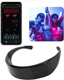 Glasse Recargable, Lentes Brillantes con LED Negro, Control de la aplicación, Carga USB, Lentes Multicolores para Fiestas, cumpleaños, Bar - 1 - Ver 6