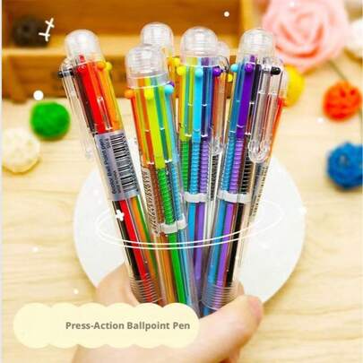 4pcs Transparent Plastic Ballpoint Pens With Vibrant Colored Ink, Student Stationery Ballpoint Pens, Back To School Supplies - Add Color To Your Writing!