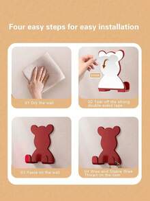 1pc/2pcs Cartoon Bear Shaped Shaver Hook, Adhesive Wall Mount Razor Holder, Bathroom Vanity Storage Rack - Multicolor - View 9