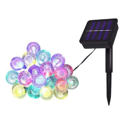8 Mode Crystal Globe Ball Solar String Lights Outdoor Waterproof Solar Powered Patio Light For Garden Party Decor