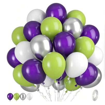 33pcs Buzz Balloon Garland Arch Set With 10" 5" Purple Green Silver Latex Balloons And Rocket Star Foil Balloons, Perfect For Birthday Party Inspiration Story Theme Party Decorations